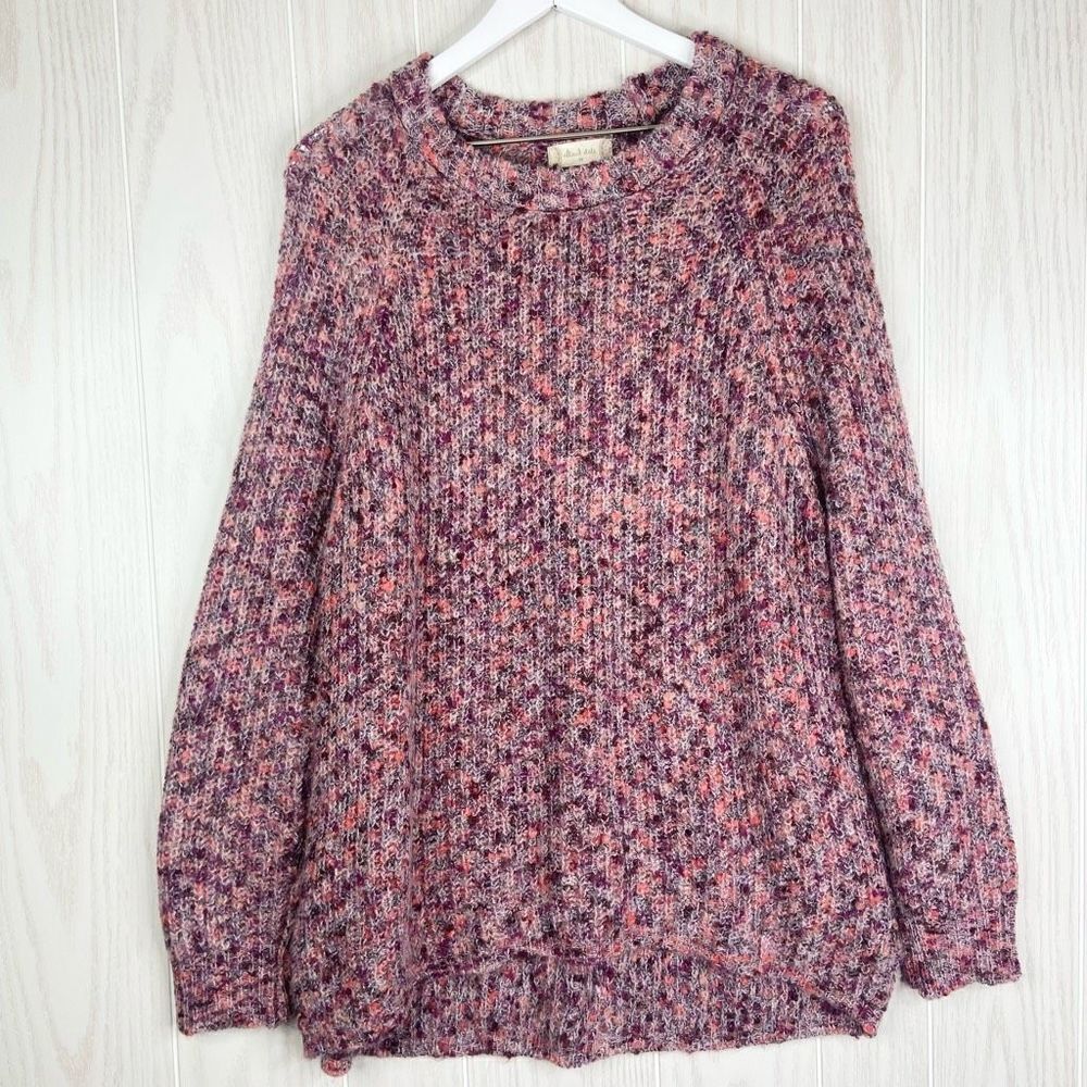 Altar'd State Women's Pink Purple Colorful Chunky Knit Tunic Sweater Medium